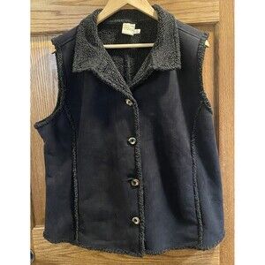 Rockies Vest Women’s XL Sherpa Lined Pocketed Button Up Black Western